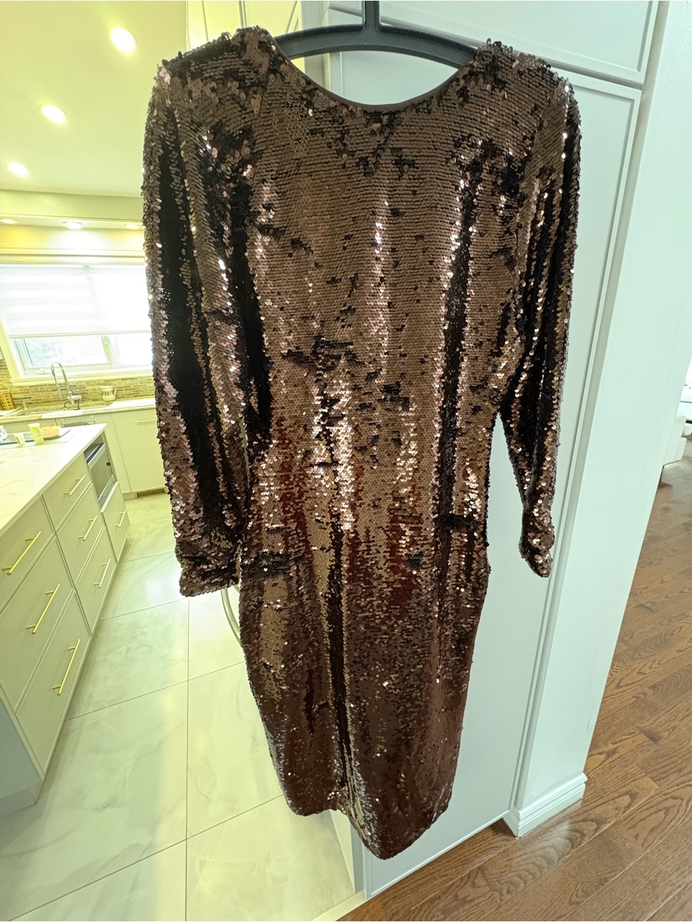 H&M Bronze Sequin Midi Dress